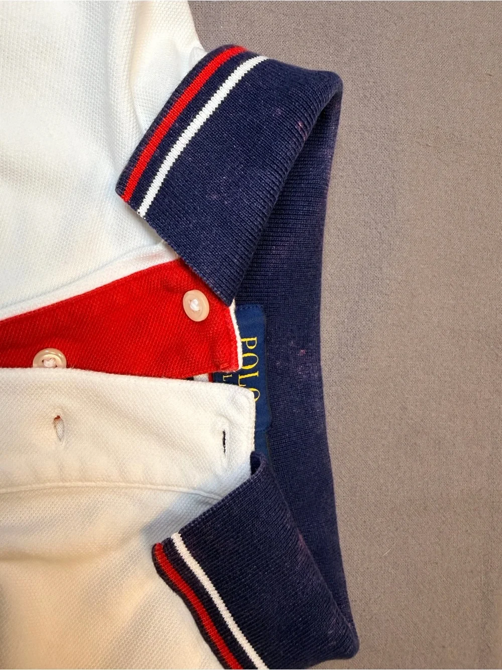 Polo Ralph Lauren Custom Fit Big Pony Polo Shirt Mens L White Navy Red Striped
